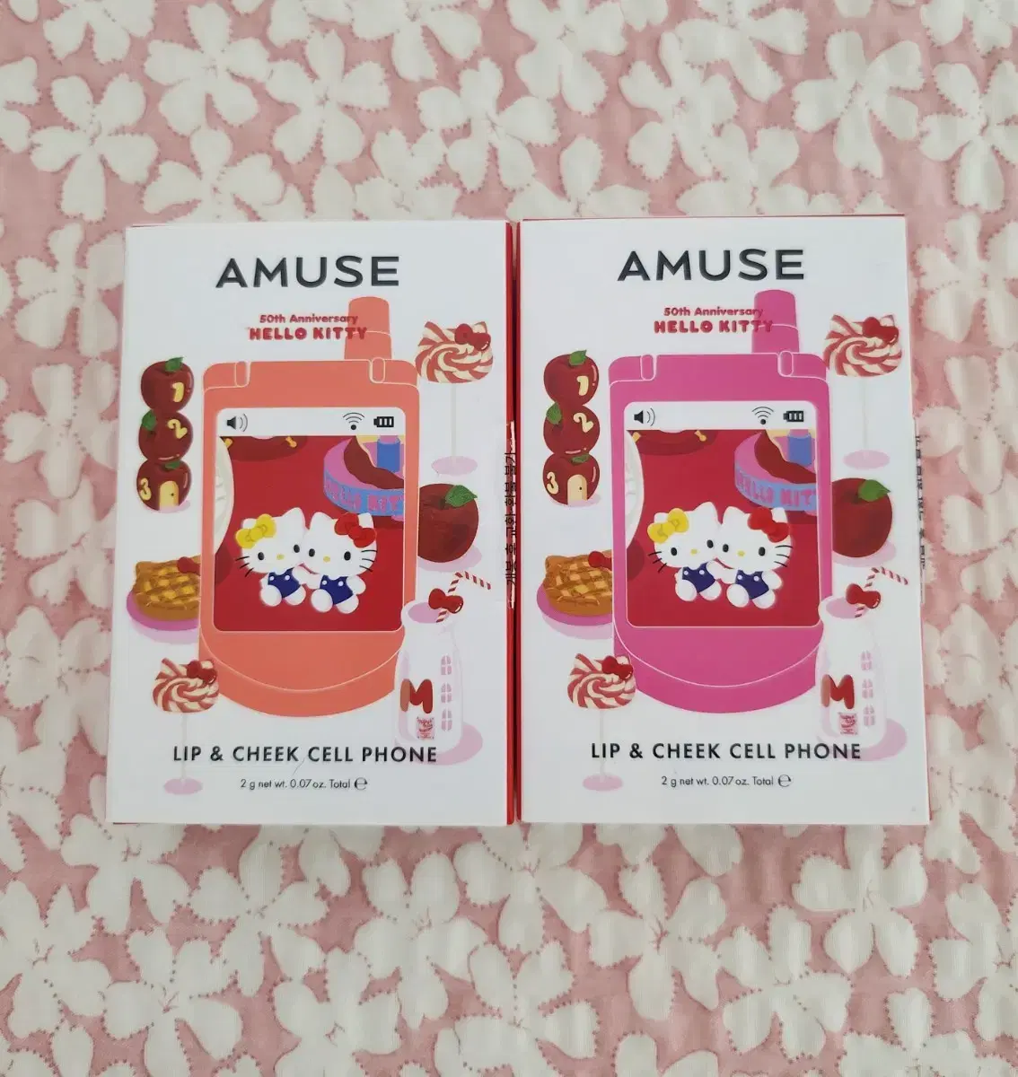 {최저가}[애플소다/핑크소다] AMUSE 어뮤즈 헬로키티 화장품 립앤치크